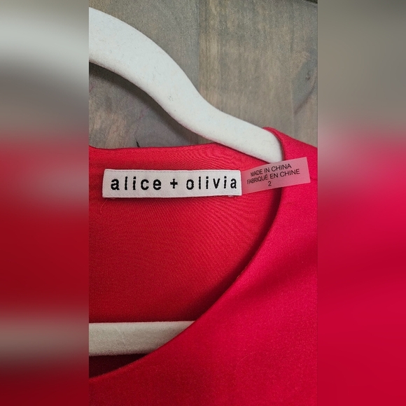 ALICE + OLIVIA Ann Curved Empire-Waist Tiered Cotton Minidress. Size 2 - Picture 3 of 14